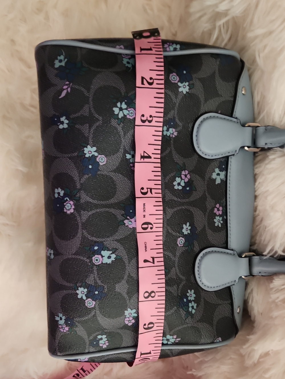 Coach Floral Signature Satchel in Light Blue - Picture 10 of 11